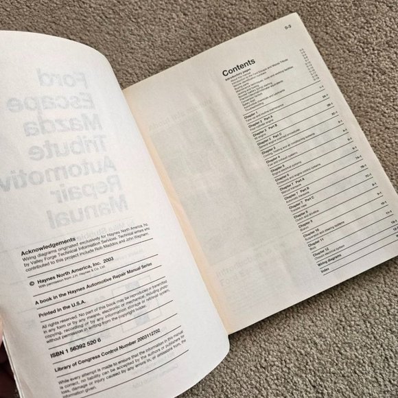 Haynes Ford Escape & Mazda Tribute 2001 Thru 2003: All Models  Repair Manual - Picture 3 of 6